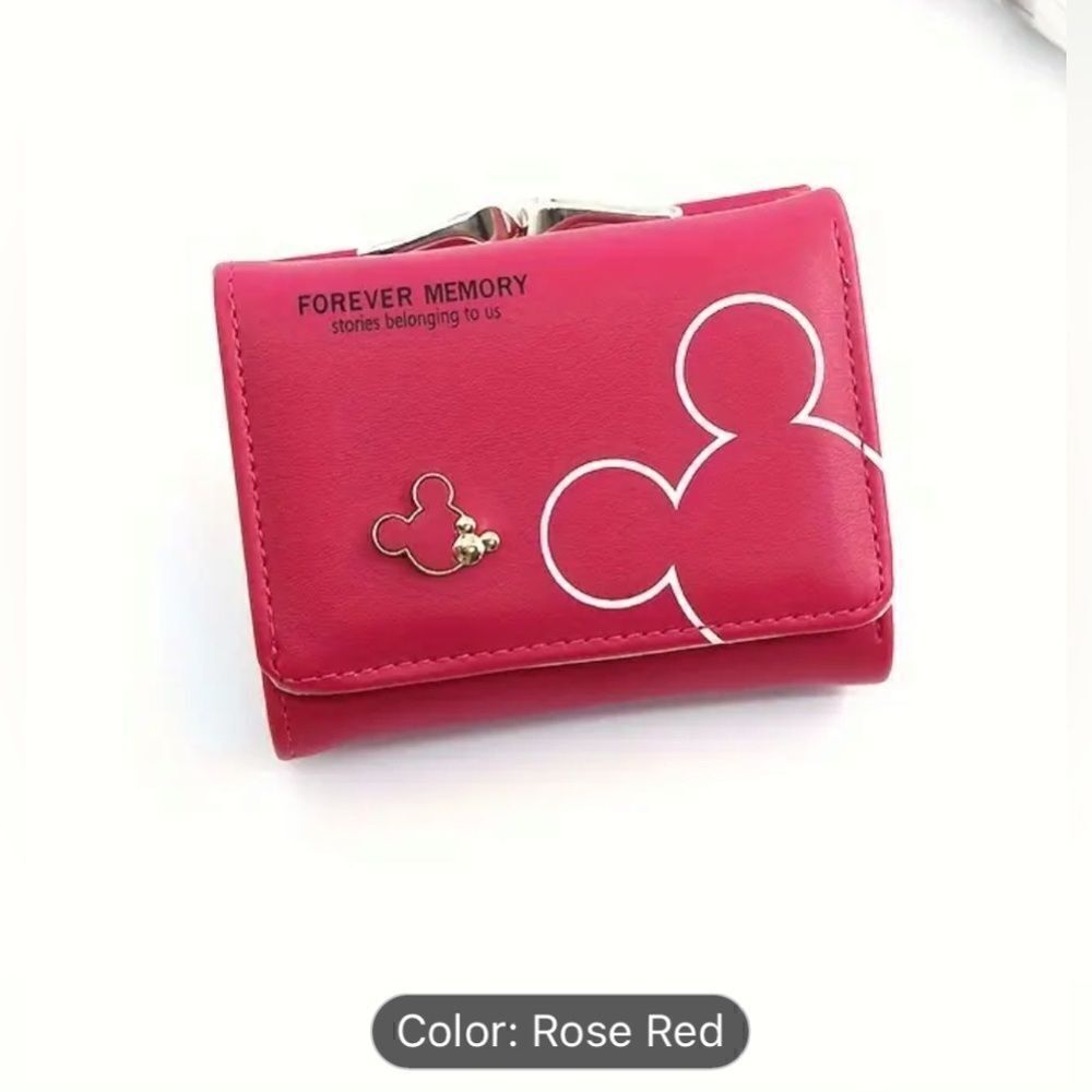 Trendy Cartoon Mouse Pattern Wallet, Trifold Coin Purse with Credit Card Holder